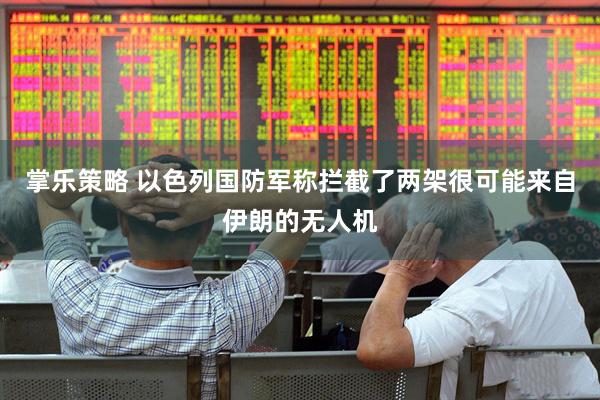 掌乐策略 以色列国防军称拦截了两架很可能来自伊朗的无人机